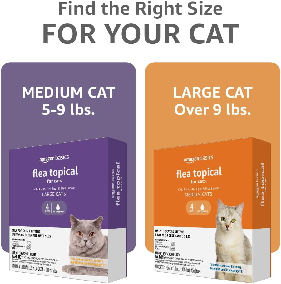 Amazon Basics Flea Topical for Large Cats (Over 9 Pounds), 4 Count (Previously Solimo)