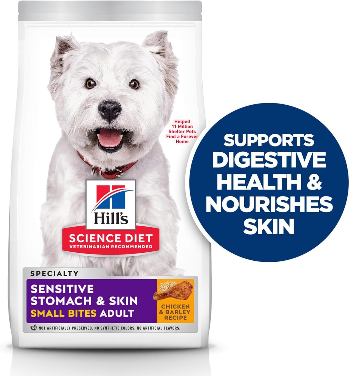 Hill'S Science Diet Sensitive Stomach & Skin, Adult 1-6, Stomach & Skin Sensitivity Supoort, Small Kibble, Dry Dog Food, Chicken Recipe, 30 Lb Bag