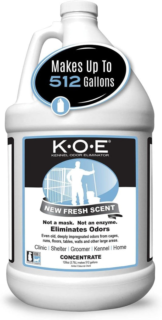 K.O.E. Fresh Scent Odor Eliminator Concentrate – Kennel Odor Eliminator for Strong Odor on Cages, Floor, & More – Non-Enzymatic Pet Odor Eliminator for Home & Dog Kennel – Home & Pet Supplies (1 Gal)