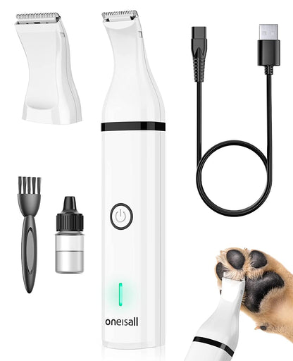 Oneisall Dog Clippers with Double Blades,Cordless Small Pet Hair Grooming Trimmer,Low Noise for Trimming Dog'S Hair around Paws, Eyes, Ears, Face, Rump (Black)