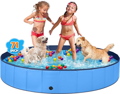 Jecoo Dog Pool for Large Dogs Kiddie Pool Hard Plastic Foldable Dog Bathing Tub Portable outside Kids Swimming Pool for Pets and Dogs