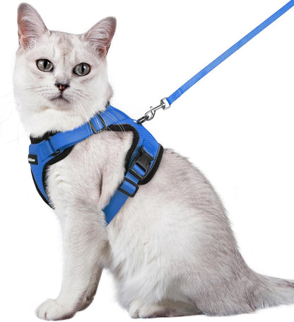 Rabbitgoo Cat Harness and Leash for Walking, Escape Proof Soft Adjustable Vest Harnesses for Cats, Easy Control Breathable Reflective Strips Jacket, Navy Blue, M