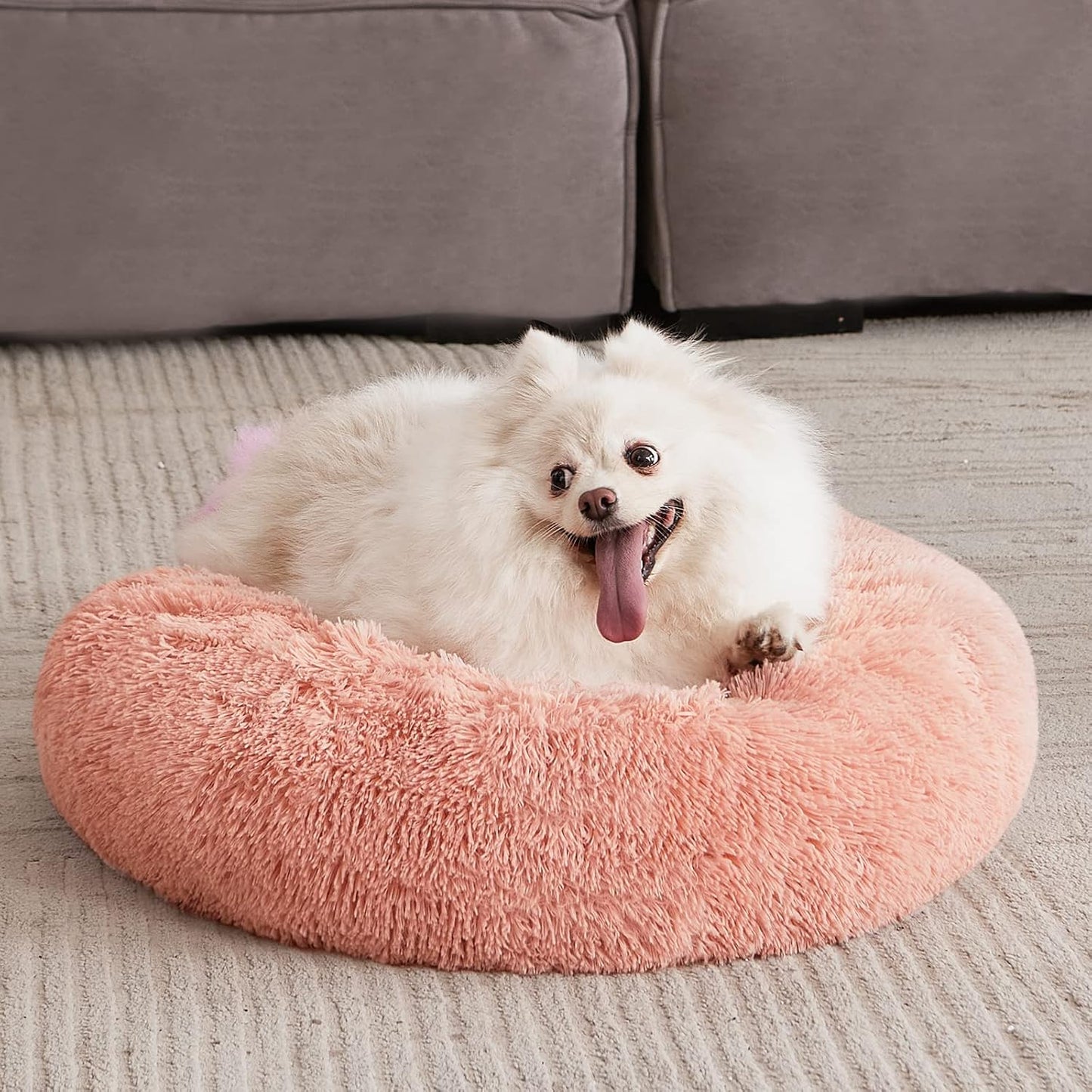 MIXJOY Orthopedic Dog Bed Comfortable Donut Cuddler Round Dog Bed Ultra Soft Washable Dog and Cat Cushion Bed (20''/23''/30'') (23'', Pink)