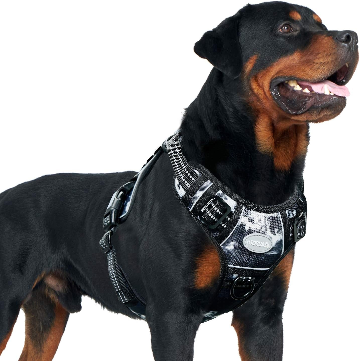 AUROTH Tactical Dog Harness for Small Medium Large Dogs No Pull Adjustable Pet Harness Reflective K9 Working Training Easy Control Pet Vest Military Service Dog Harnesses (XL, Black Ink)