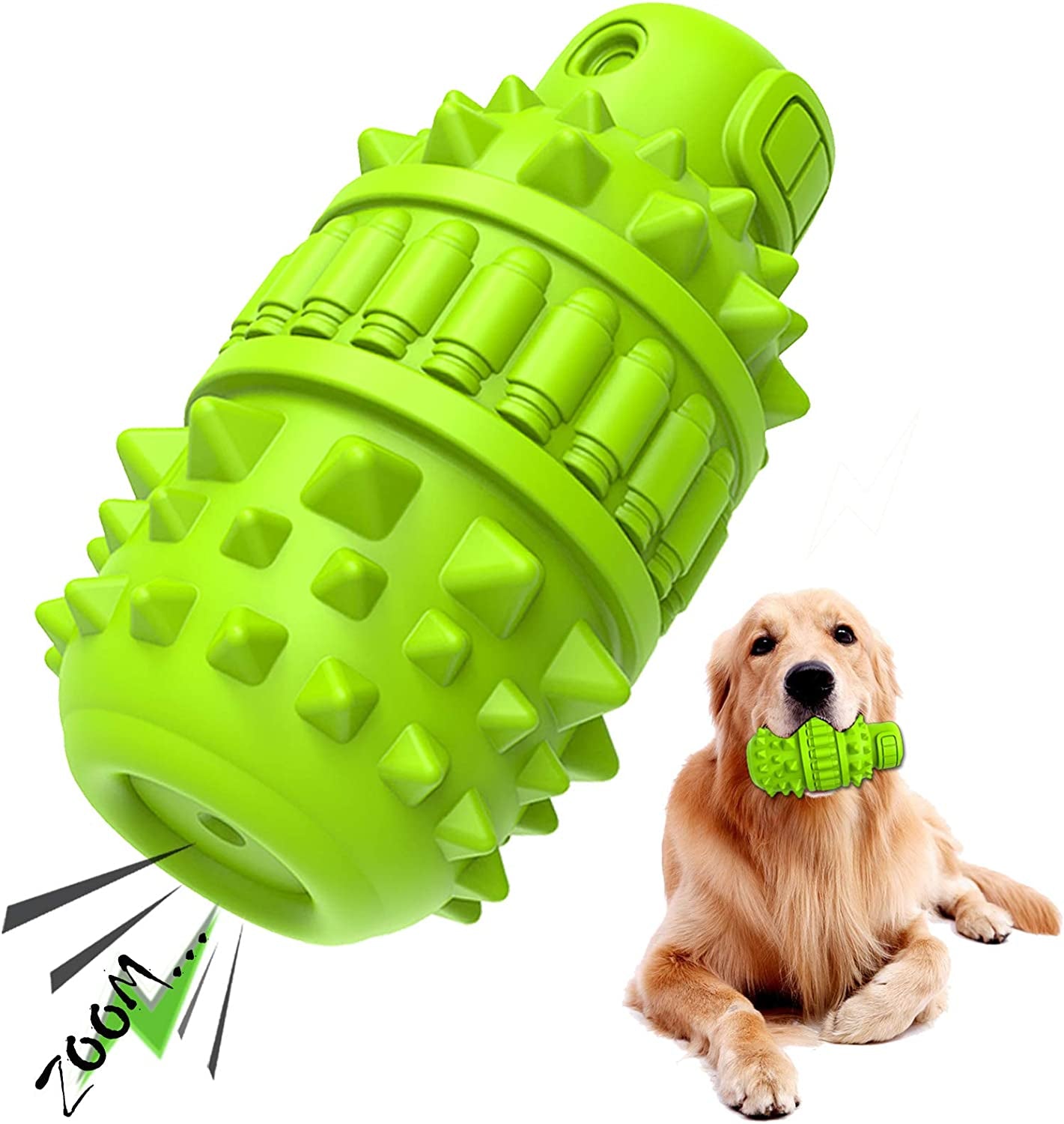 Natural Rubber Dog Toy for Large Medium Breed Aggressive Chewer Super Power Dog Chew Toys Squeaky Dog Birthday Toy Dog Toothbrush Interactive Tough Durable Dog Toys(Azure,Large)