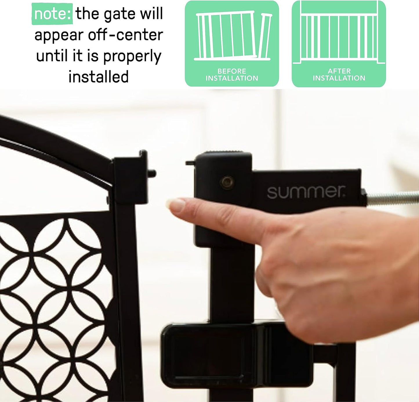 Summer Infant Multi-Use Decorative Extra Tall Walk-Thru Baby Gate, Fits Openings 28.5-48 Inch (Pack of 1), Black Metal, for Doorways and Stairways, 36' Tall Baby and Pet Gate, Black, One Size