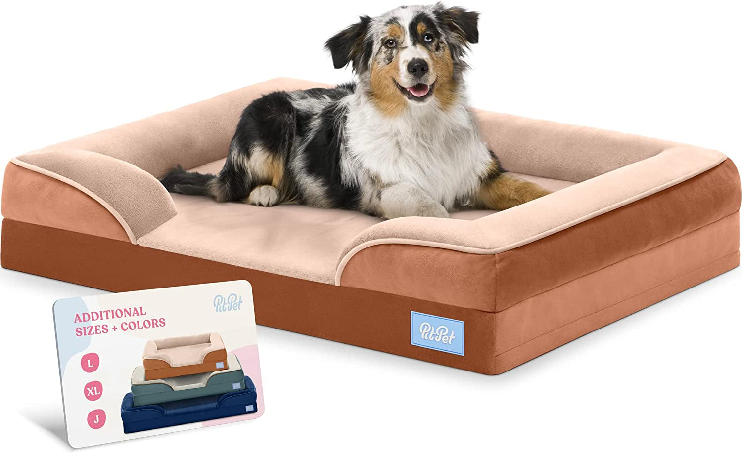 Pitpet Large Dog Bed - Orthopedic Foam, Plush Velvet, Waterproof, Easy Care, Dog-Friendly