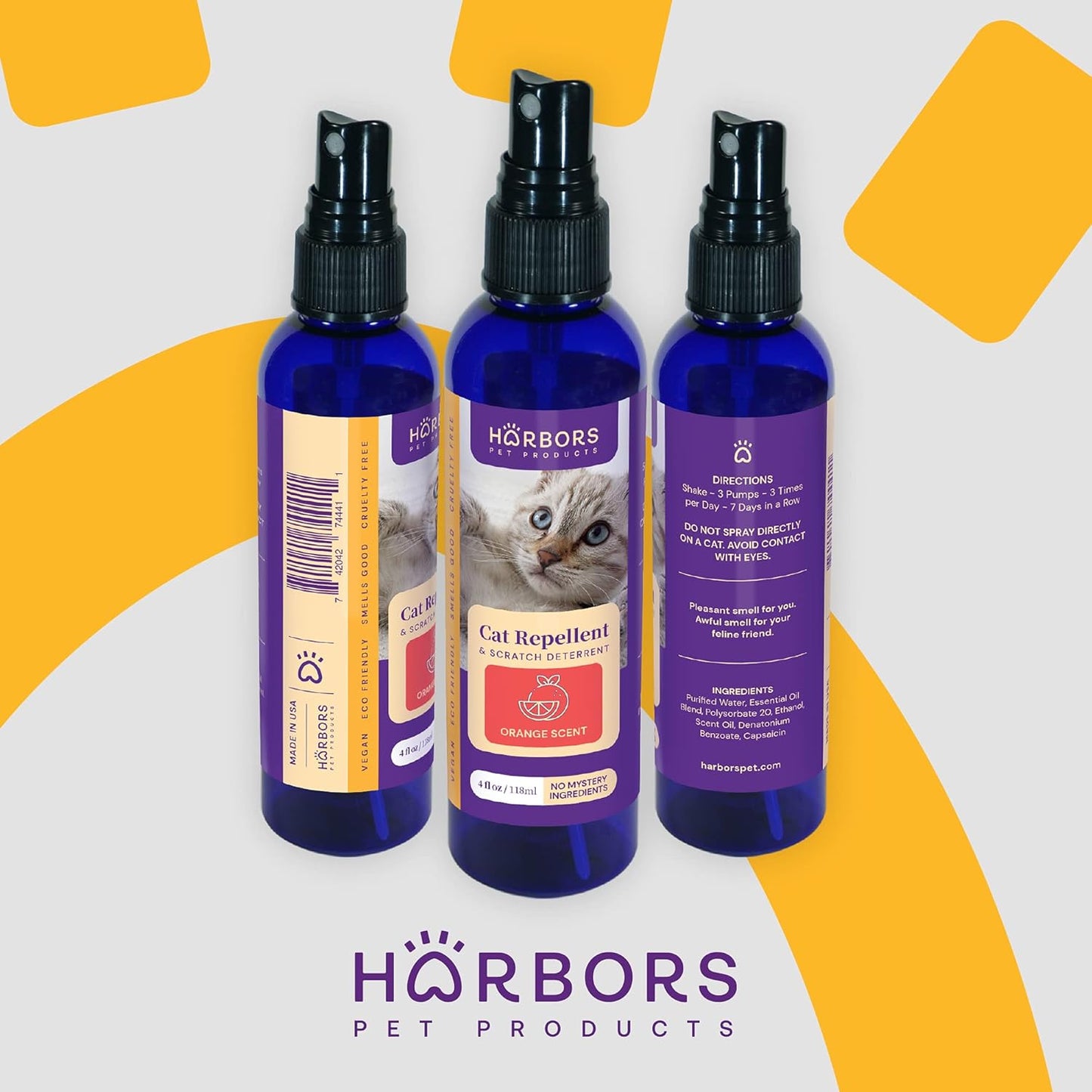 Harbor'S Cat Repellent - Scented | Cat Repellent Spray Indoor - 4 Oz | Cat Training Spray | Cat Repellent for Furniture | Cat Repellent for Plant (Eucalyptus)