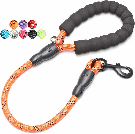 BAAPET 2/4/5/6 FT Dog Leash with Comfortable Padded Handle and Highly Reflective Threads for Small Medium and Large Dogs (2FT-1/2'', Orange)