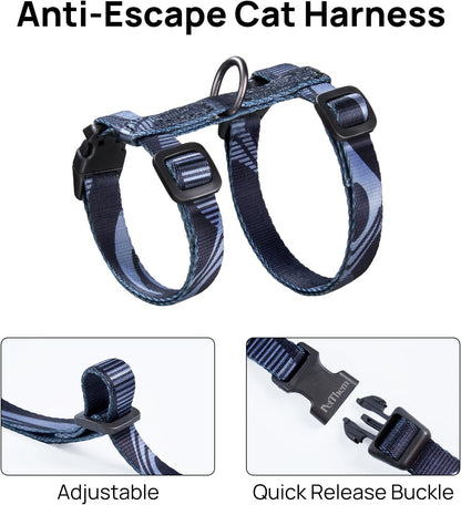 Cat Harness and Leash Set - Escape Proof Adjustable Cat Harness, Comfortable Soft Lightweight, Use Safe & Easy, Walking Travel Kitten Harness for Small Medium Large Cats (Yellowstone Park)