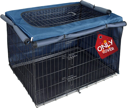 Explore Land Dog Crate Cover for 36 Inches Wire Cage, Heavy-Duty Lattice Pet Kennel Covers Compatible with 1 2 3 Doors Standard Metal Crate (Blue)