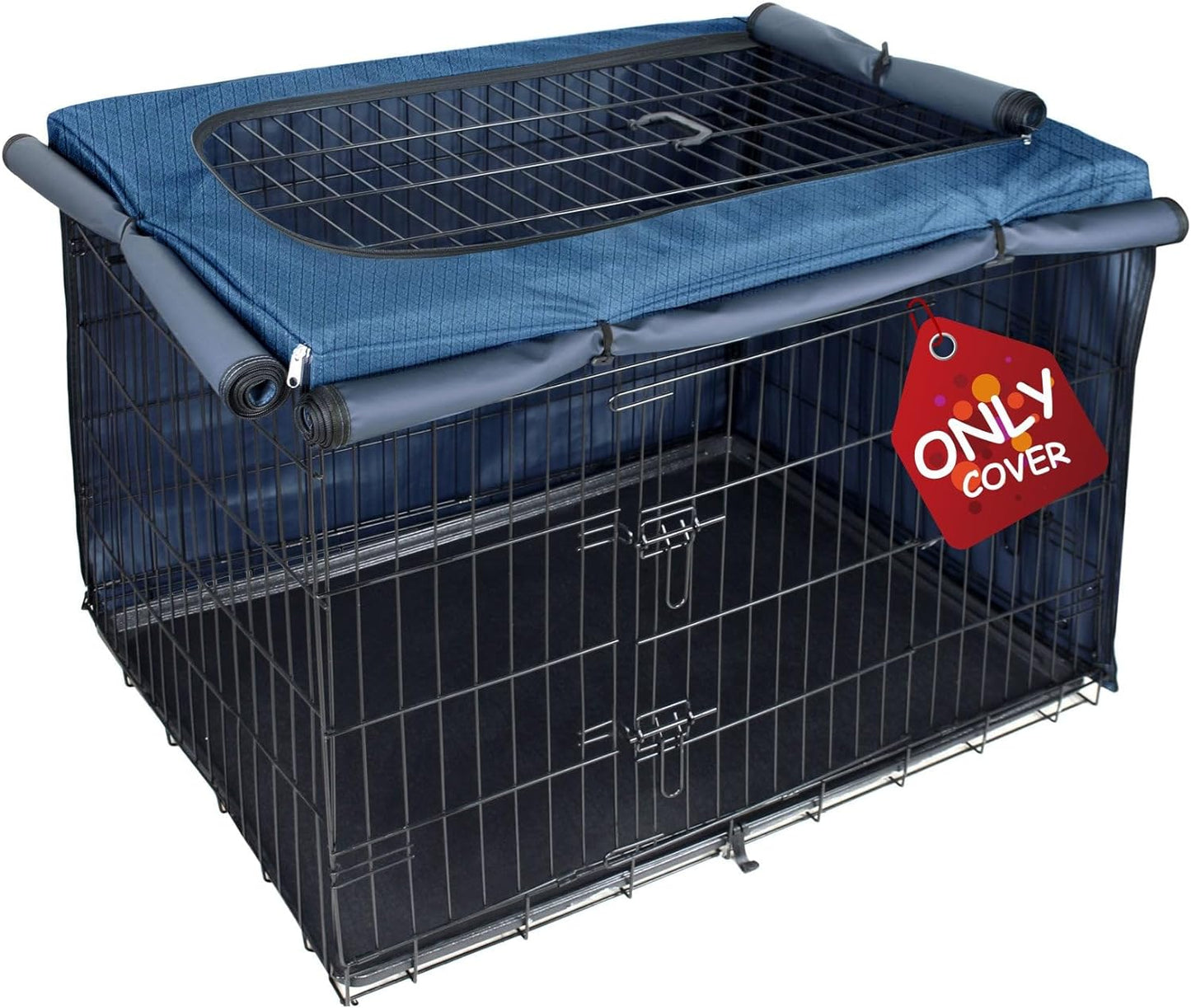 Explore Land Dog Crate Cover for 24 Inches Wire Cage, Heavy-Duty Lattice Pet Kennel Covers Compatible with 1 2 3 Doors Standard Metal Crate (Blue)