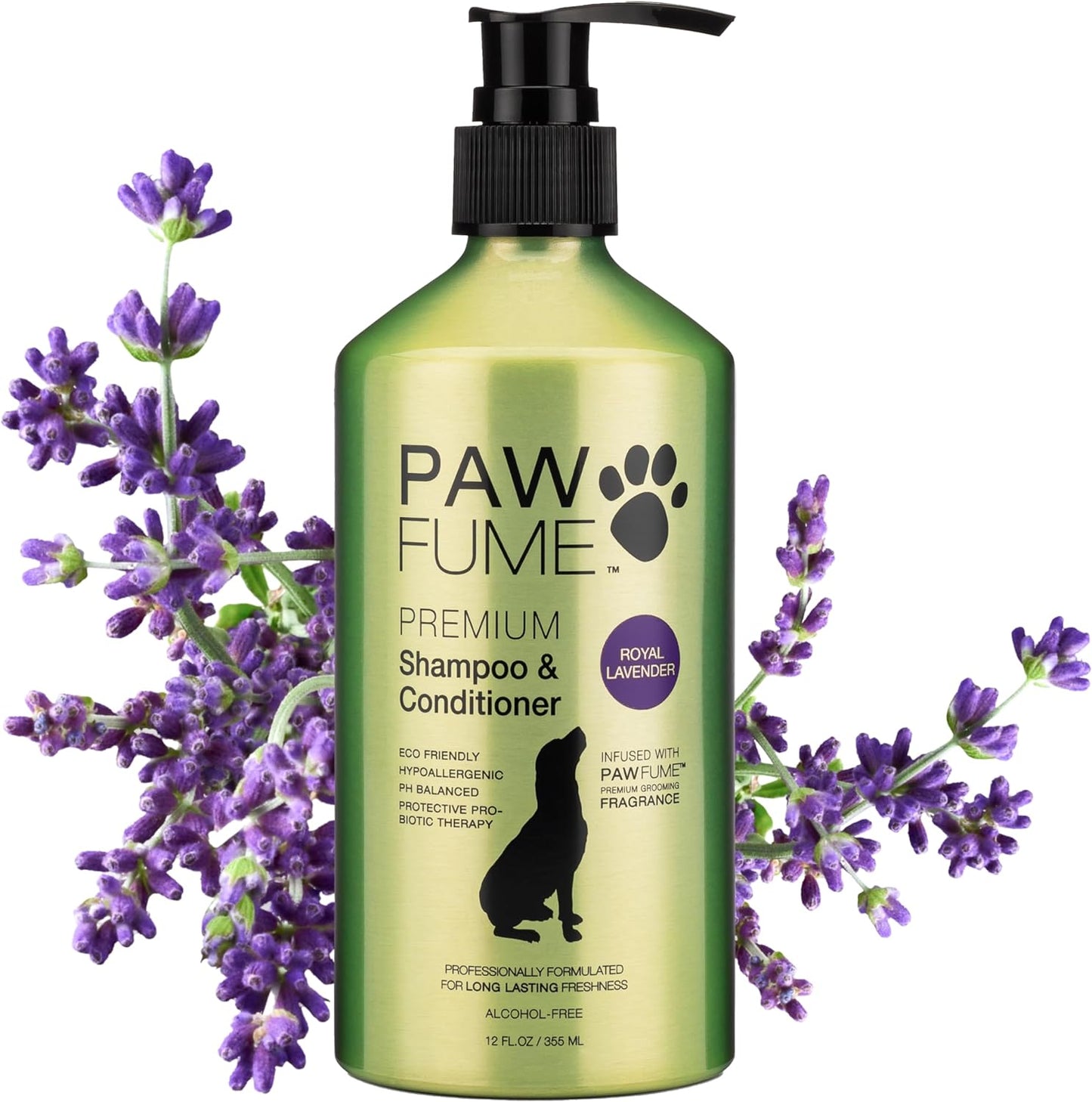 Pawfume Dog Shampoo and Conditioner – Hypoallergenic Dog Shampoo for Smelly Dogs – Best Dog Shampoos & Conditioners – Probiotic Pet Shampoo for Dogs – Best Dog Shampoo for Puppies (Royal Lavender)