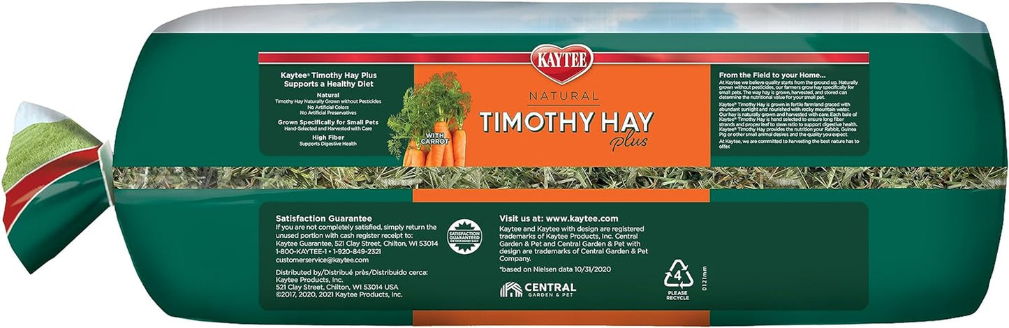 Kaytee Timothy Hay Plus Carrots for Pet Guinea Pigs, Rabbits & Other Small Animals, 24 oz