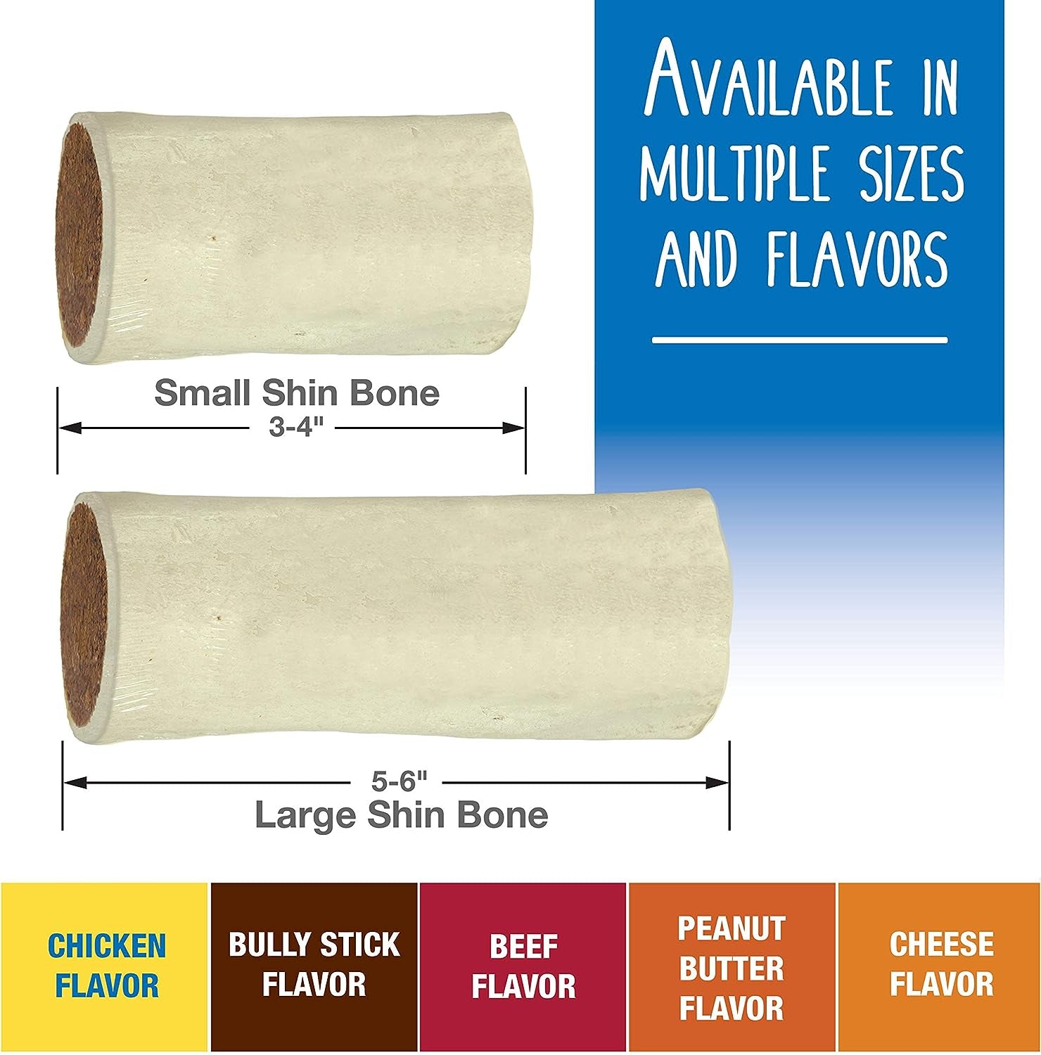 Cadet Stuffed Shin Bone - Highly Digestible, High Protein, Long-Lasting Dog Chew Bone for Aggressive Chewers, Supports Dental Health, - Peanut Butter Flavor, Large (1 Count)