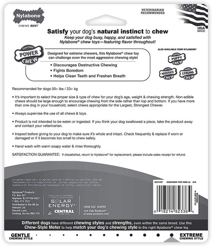Nylabone Power Chew Textured Dog Chew Ring Toy, Dog Toys for Aggressive Chewers, Flavor Medley, X-Large/Souper (1 Count)