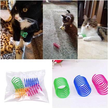 Andiker Cat Spiral Spring, 12 Pc Cat Creative Toy to Kill Time and Keep Fit Interactive Cat Toy Sturdy Heavy Plastic Spring Colorful Springs Cat Toy for Swatting, Biting, Hunting Kitten Toys