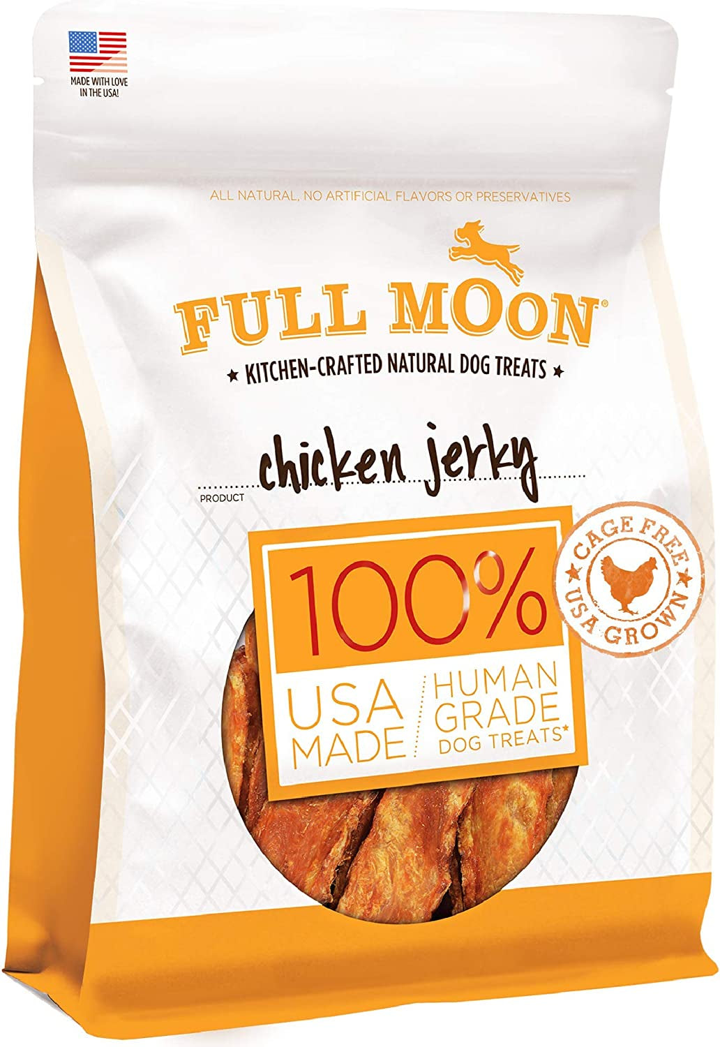 Full Moon Chicken Jerky Healthy All Natural Dog Treats Human Grade Made in USA Grain Free 6 Oz