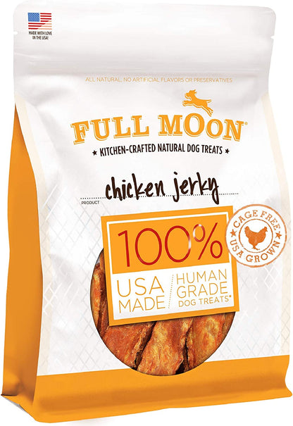 Full Moon Chicken Jerky Healthy All Natural Dog Treats Human Grade Made in USA Grain Free 6 Oz