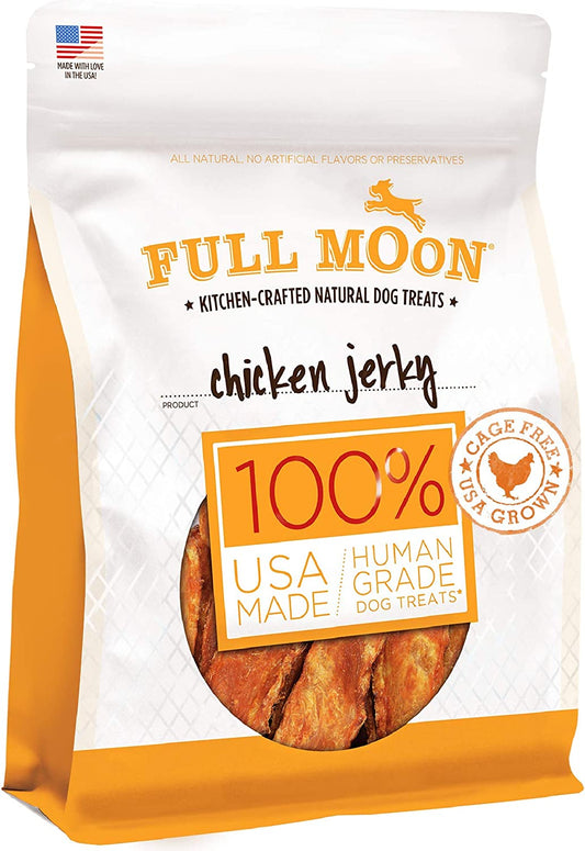 Full Moon Chicken Jerky Healthy All Natural Dog Treats Human Grade Made in USA Grain Free 24 Oz