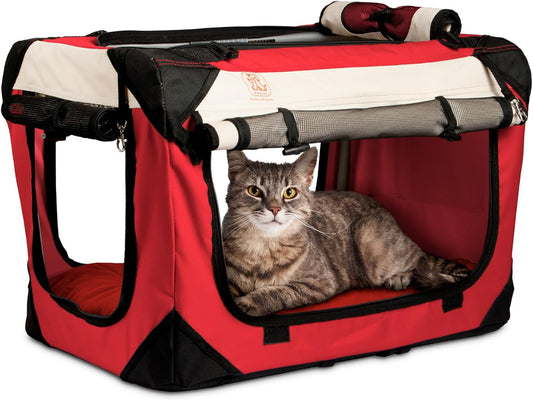 Large Cat Carrier & Dog Carrier for Most Cats or Small Dog. Soft Sided Pet Carrier for Travel. Collapsible Portable Cat Bag with Soft Bed, Top & Side Loading, Locking Zippers, Puppy Crate & Cat Kennel