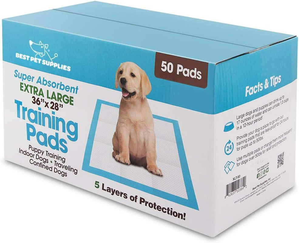 Best Pet Supplies, XL (36" X 27.5") Disposable Puppy Pads for Whelping Puppies and Training Dogs, 50 Pack - Ultra Absorbent, Leak Resistant, and Track Free for Indoor Pets - Baby Blue