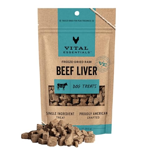 Vital Essentials Freeze Dried Dog Treats, Beef Liver, 2.1 oz Bag