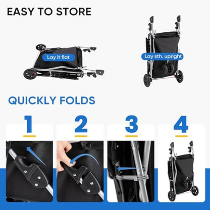 KMFurnila 3 Wheel Pet Stroller for Dogs and Cats, Foldable Design