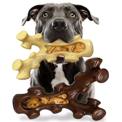 SIHRMIU 2 Pack Dog Chew Toys for Aggressive Chewers,Boredom and Stimulating Best Dog Toys for Medium/Large Breed,Tough Almost Indestructible Dog Bones for Teeth Cleaning and Training