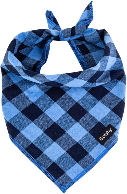 Boy Dog Bandana Xlarge-Blue Black Dog Scarf Buffalo Plaid Printing Adjustable Bib Handkerchief Accessories for Large Dogs (XL)