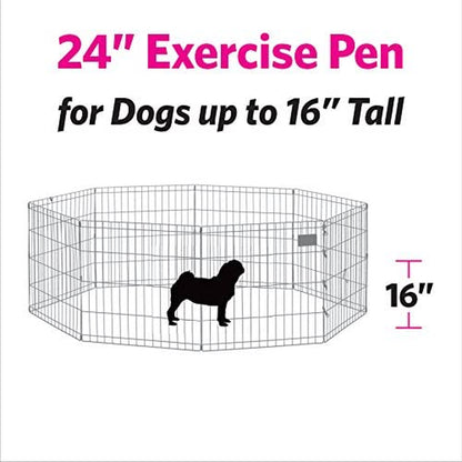 New World Pet Products 48' Foldable Black Metal Dog Exercise Pen No Door