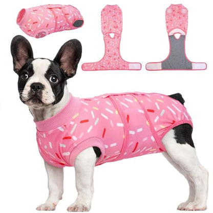 Kuoser Recovery Suit for Dogs, Dog Recovery Suit Female Doggie Onesie for Surgery, Post-Op Onesie for Female & Male Dogs, Soft Protective Wear, PinkRibbon M