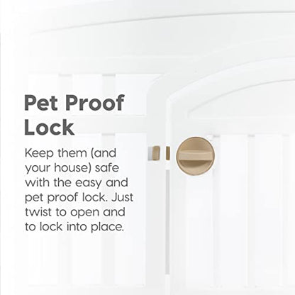 IRIS USA Dog Playpen 24" 4-Panel Dog Playpen with Door, 35 x 35 x 24, Puppy Playpen, Dog Play Pen Indoors, Pet Fence, Puppies/Small Dogs, White