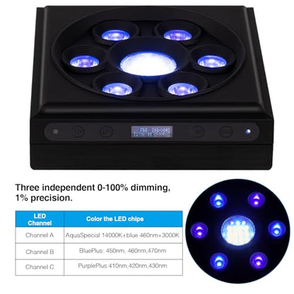 SMATFARM Aquarium Light-60 Watts Reef Light Wide Coverage Sunrise Sunset Moonlight Saltwater Lights for Coral with Master Slave Group Control & Timer & Screen