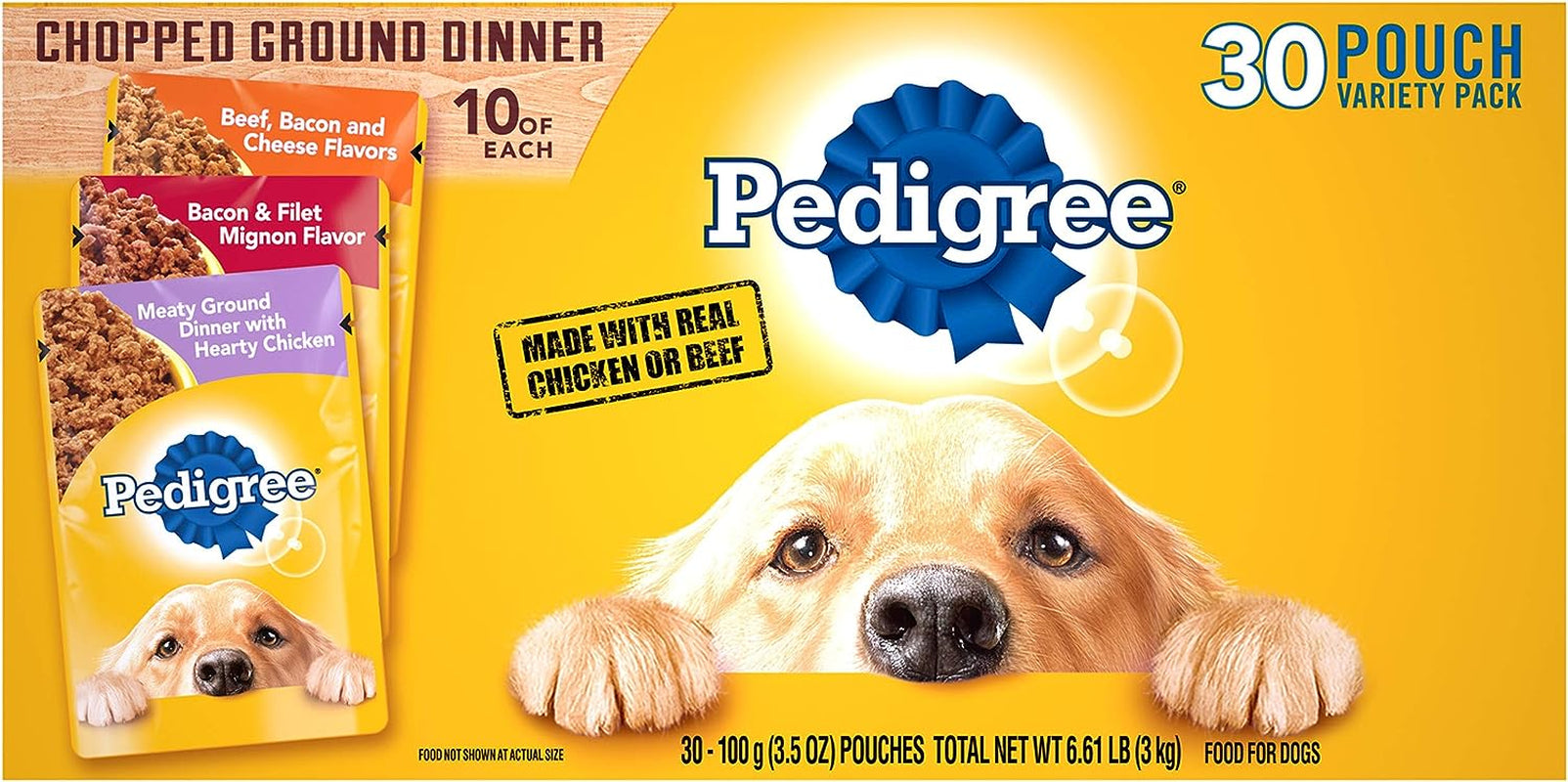 PEDIGREE CHOPPED GROUND DINNER Adult Soft Wet Dog Food Variety Pack, 3.5 Ounce (Pack of 18)