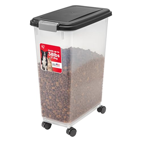 IRIS USA Dog Food Storage Container, Up to 38 lbs, Black, Made in USA