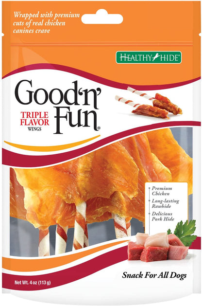 Good'N'Fun P-94130 Triple Flavor Wings Dog Chews, One Size