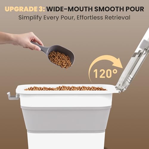 DDMOMMY 20-23 Lbs Dog Food Storage Container, Collapsible Dog Food Container with Transparent Airtight Lid,Multifunctional Pet Food Storage Container for Dog Cat,Rice,Flour,Pet Food Scoop and Dog Bowl