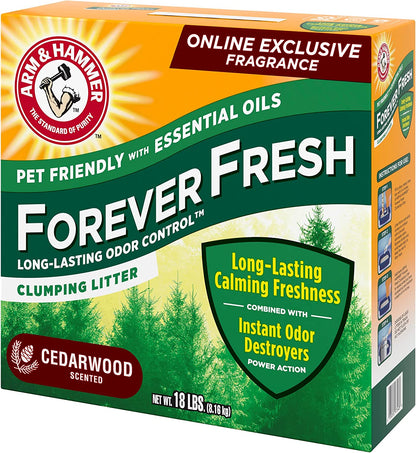 Arm & Hammer Forever Fresh Clumping Cat Litter Cedarwood, Multicat 18Lb, Pet Friendly with Essential Oils, (Pack of 1)