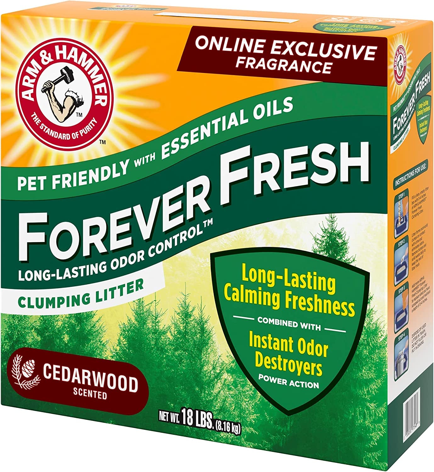 Bundle of Arm & Hammer Forever Fresh Clumping Cat Litter Lavender, Multicat 18Lb with 20% More Lavender Freshness, Pet Friendly with Essential Oils + ARM & Hammer Cat Litter Deodorizer 30 Oz