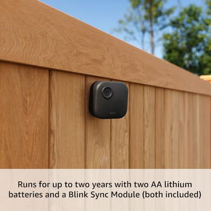 Blink Outdoor 4 – Wireless smart security camera, two-year battery life, 1080p HD day and infrared night live view, two-way talk. Sync Module Core included – 3 camera system