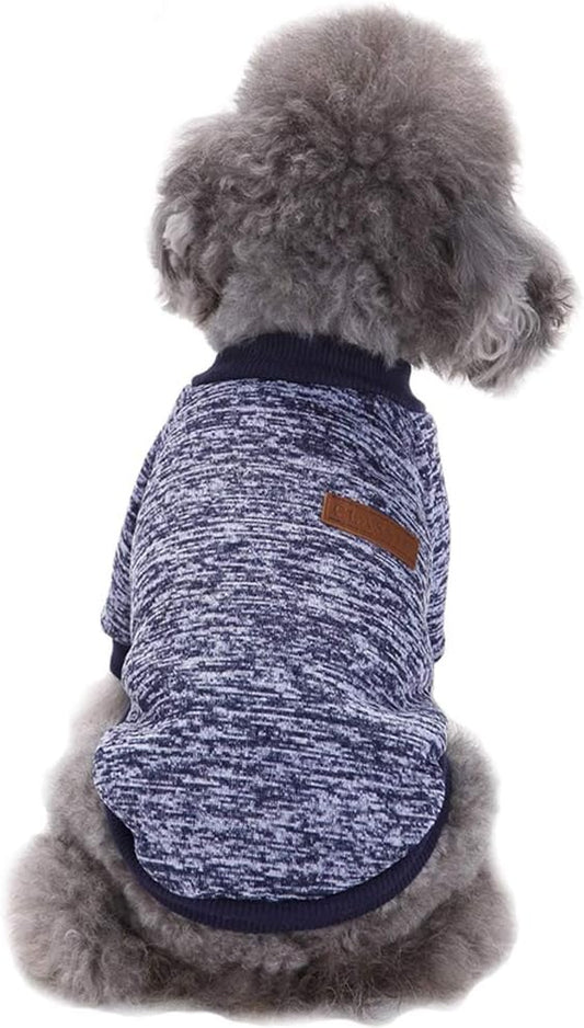 Jecikelon Pet Dog Clothes Dog Sweater Soft Thickening Warm Pup Dogs Shirt Winter Puppy Sweater for Dogs (Navy Blue, L)