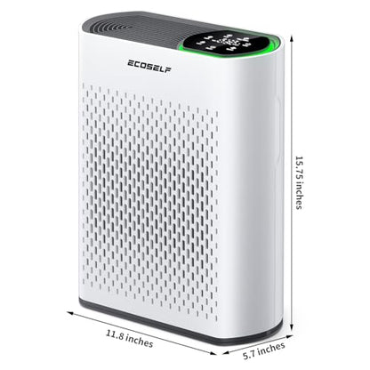 Air Purifier for Large Room, Cleans 2,400 ft² in 30 Mins, 3-Stage True HEPA, 360° Airflow, Large Touch Display Control, Real-Time Air Quality (PM2.5) Display, Ultra-Quiet 20dB Sleep Mode, HAP602 White