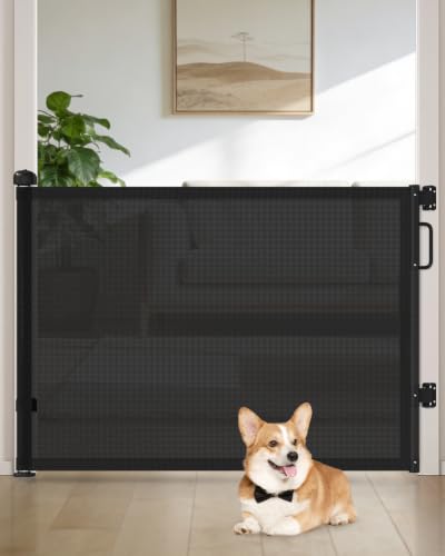 Cideny Retractable Baby Gates for Doorway, 58" Wide Mesh Dog Gate for Stair