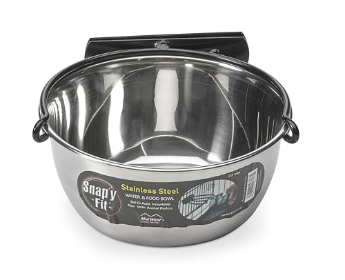 MidWest Homes for Pets Snap'y Fit Stainless Steel Food or Water Bowl, Holds 1 Quart, Mounts to Wire Crates, No-Tip Design, Rust-Resistant, for Dogs and Cats