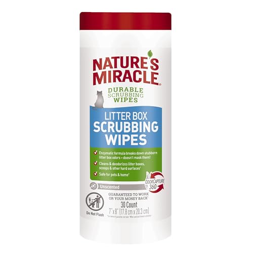 Nature's Miracle Cat Litter Box Scrubbing Wipes, Enzymatic Formula, 30 Ct