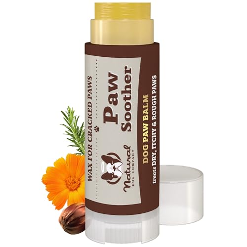 Natural Dog Company Paw Soother Dog Paw Balm – Moisturizes Dry Cracked Paws After Walks, Hot Pavement, Beach Sand, Hiking & Outdoor Play with Coconut Oil & Calendula, Daily Paw Care, 0.15 oz Stick