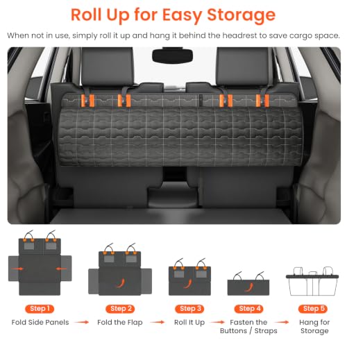 IJVAE SUV Cargo Liner for Dogs, Waterproof Dog Trunk Cover with Bumper Flap Protector, Pet Cargo Mat for SUVs Sedans Vans, Non-Slip Scratchproof Dog Seat Cover，Large Size Universal Fit, Black