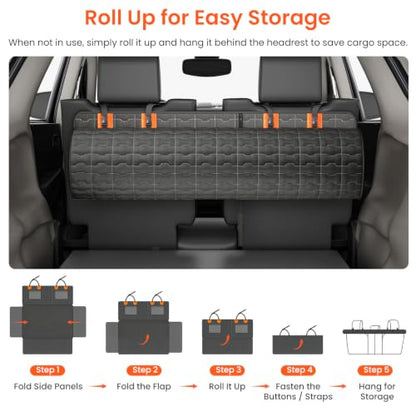 IJVAE SUV Cargo Liner for Dogs, Waterproof Dog Trunk Cover with Bumper Flap Protector, Pet Cargo Mat for SUVs Sedans Vans, Non-Slip Scratchproof Dog Seat Cover，Large Size Universal Fit, Black