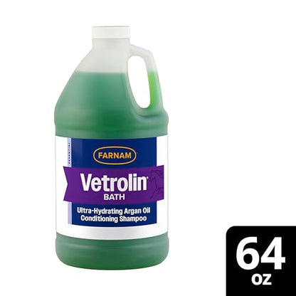 Farnam Vetrolin Bath, Ultra-Hydrating Argan Oil Conditioning Shampoo, Enhances Shine, Soothes Dry Skin, for Horses and Dogs, 64 oz.